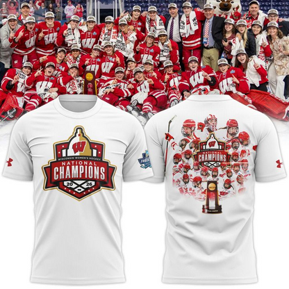 16.Wisconsin Badgers 2026 NCAA Frozen Four Women's Ice Hockey National Champions Tshirt