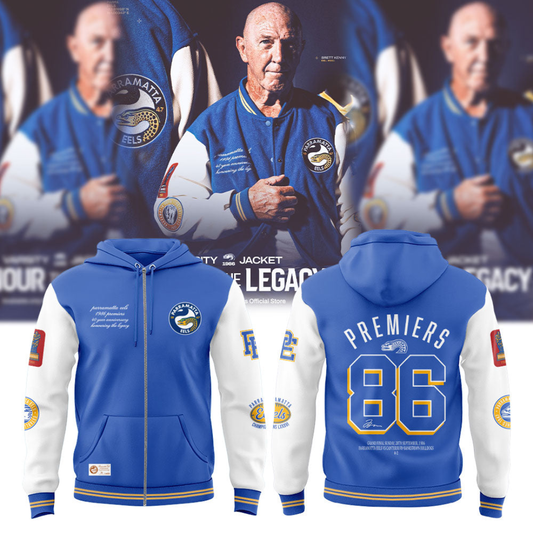 P Eels Parramatta Eels Wear A Piece Of Our History. Edition 1986 Varsity Zip Hoodie