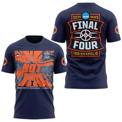 Navy Illinois Fighting Illini 2026 Men's Basketball Tournament March Madness Final Four T-Shirt-V2