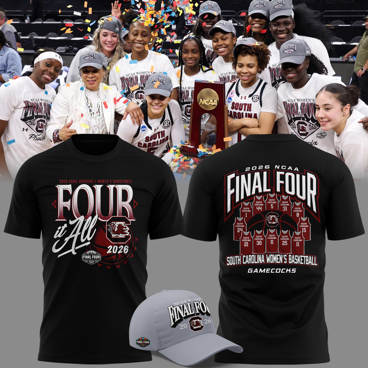 02.South Carolina Gamecocks 2026 NCAA Women's Basketball Tournament March Madness Final Four T-Shirt