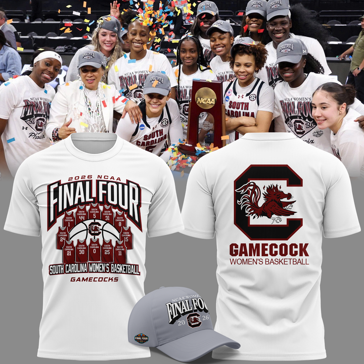 04.South Carolina Gamecocks 2026 NCAA Women's Basketball Tournament March Madness Final Four T-Shirt