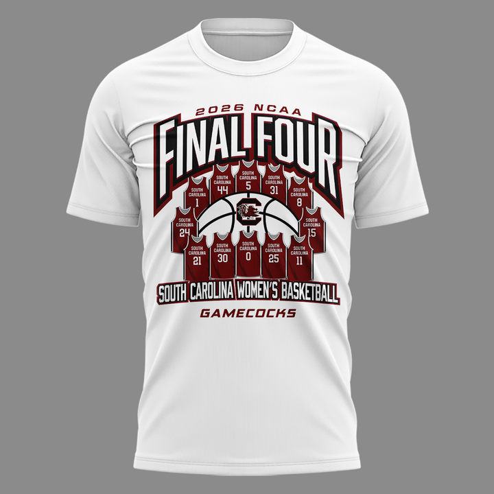 04.South Carolina Gamecocks 2026 NCAA Women's Basketball Tournament March Madness Final Four T-Shirt