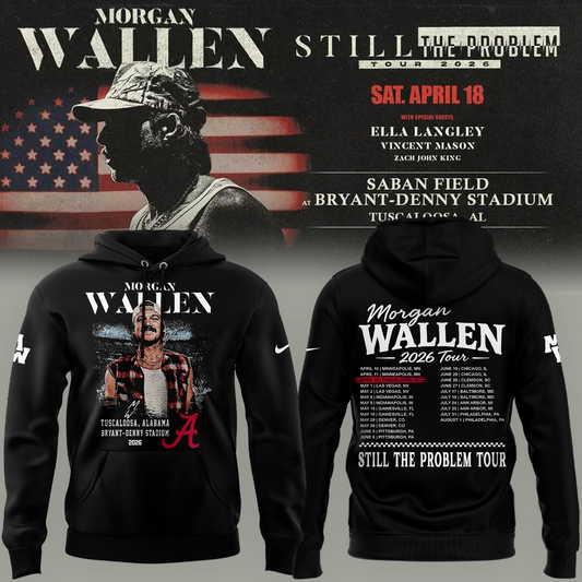 Exclusive Morgan Wallen x Alabama Football "Still The Problem Tour 2026" Bryant–Denny Stadium Hoodie for fans!