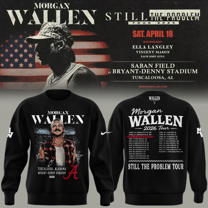 Exclusive Morgan Wallen x Alabama Football "Still The Problem Tour 2026" Bryant–Denny Stadium Sweatshirt for fans!