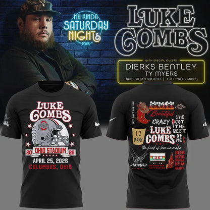 Limited Edition Luke Combs x Ohio State Stadium Tour Black T-Shirt