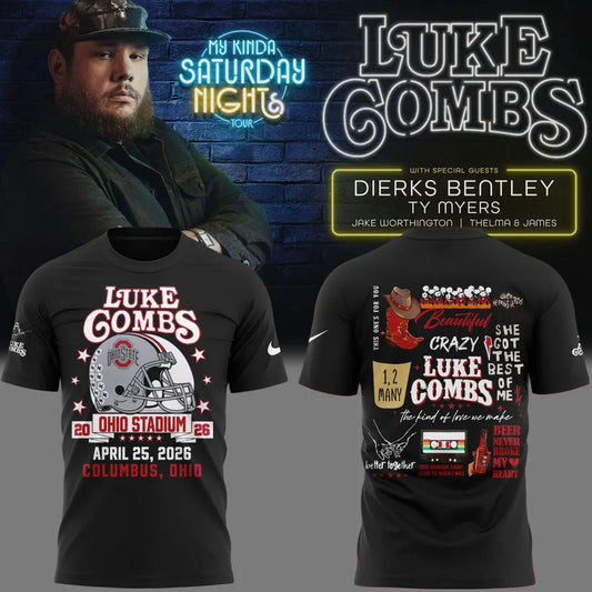 Limited Edition Luke Combs x Ohio State Stadium Tour Black T-Shirt