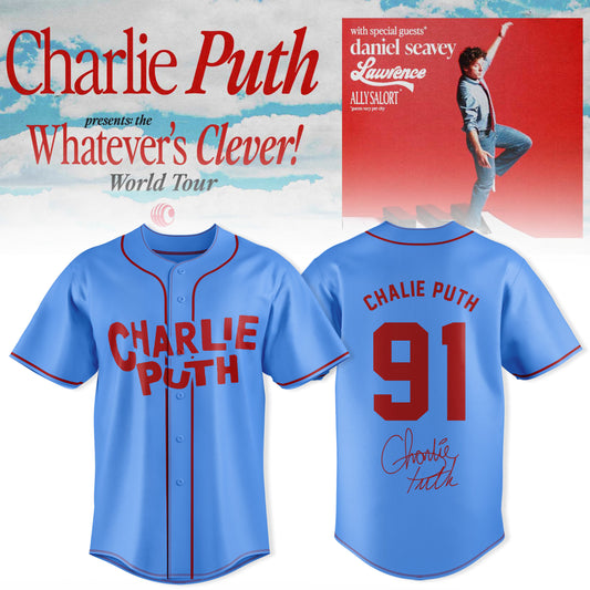 Charlie Puth: Whatever’s Clever! World Tour Customize Baseball Jersey