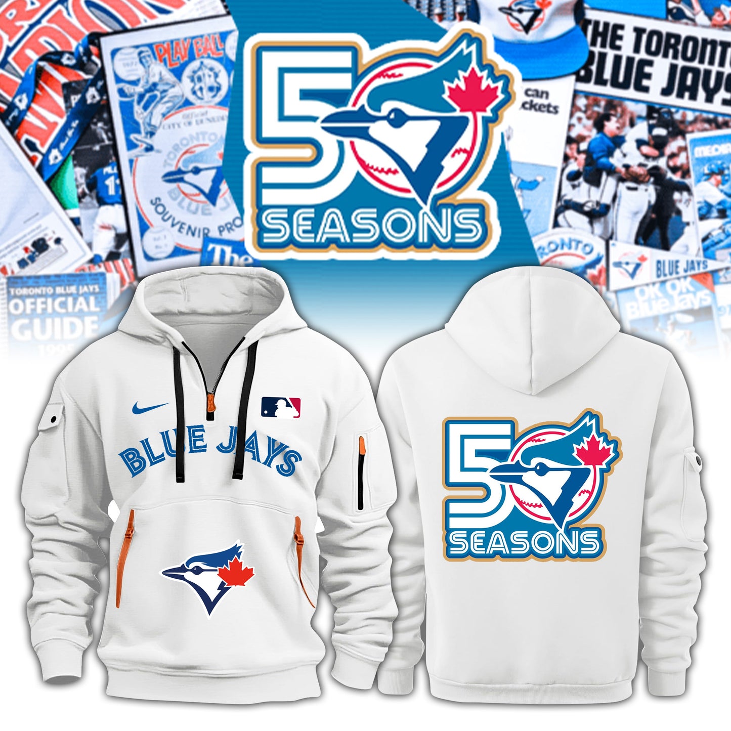 .Toronto Blue Jays x 50th Anniversary Commemorative KN09 Hoodie White | Limited Edition