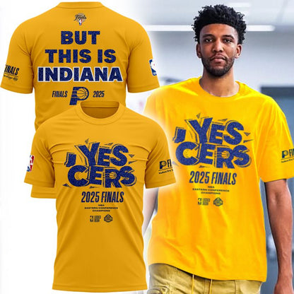 Special New Indiana Pacers “YES ‘CERS” “But This Is Indiana” Yellow T-Shirt