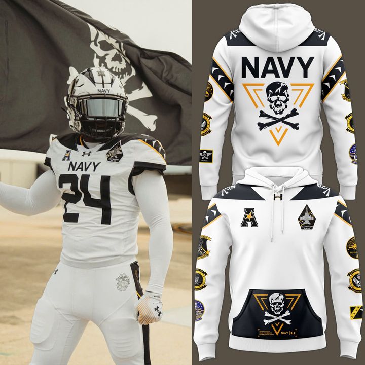 17. Men’s Under Armour Navy Midshipmen 2024 Rivalry Shield Fleece Pullover Hoodie