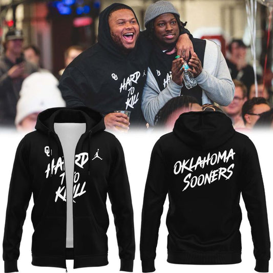 2025 "Hard To Kill" Oklahoma Sooners Black Zip Hoodie