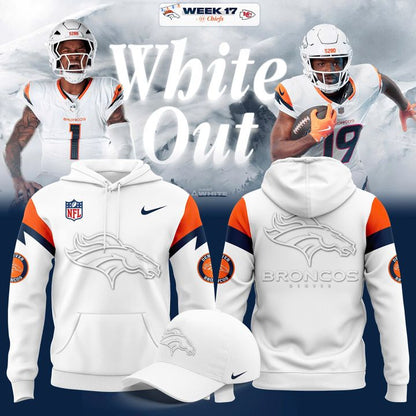 Denver Broncos White Out Pullover Hoodie 2025