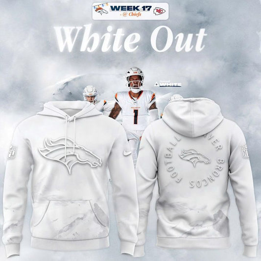 Limited Editions Denver Broncos '' White Out '' 2025 Hoodie
