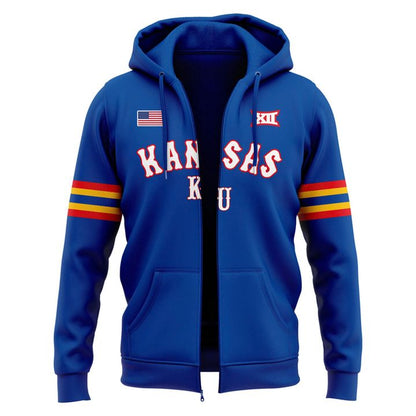 Kansas Jayhawks Basketball Retro 1988 Uniform Zip Hoodie - Limited Edition