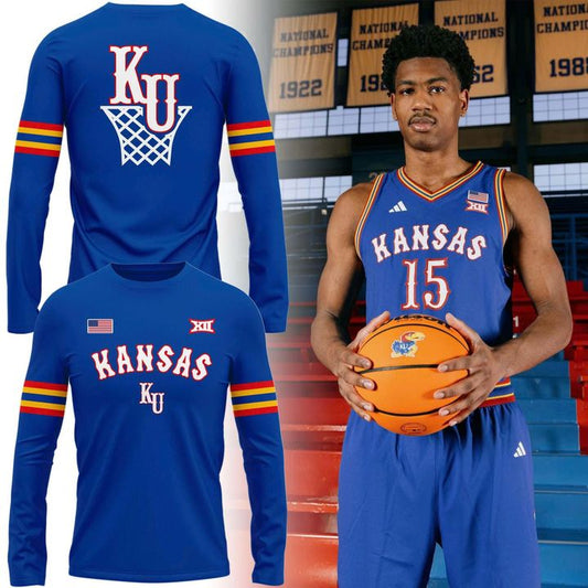 Kansas Jayhawks Basketball Retro 1988 Uniform Long Sleeve Shirt - Limited Edition