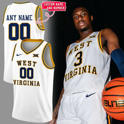 Special WVU Men's Basketball Uniform Basketball Jersey Custom Name And Number.