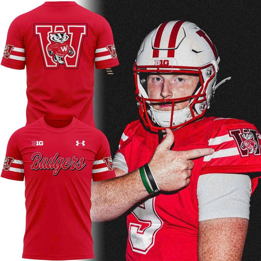 Red Wisconsin Badgers Retro Uniform T-Shirt - Limited Edition
