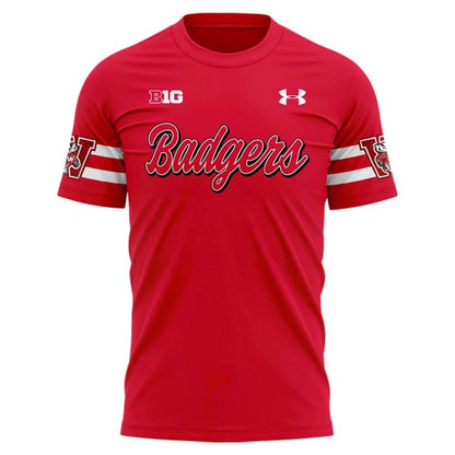 Red Wisconsin Badgers Retro Uniform T-Shirt - Limited Edition