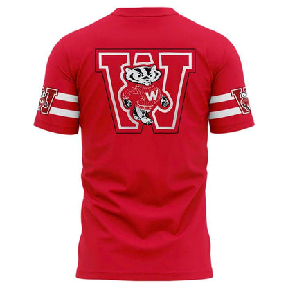 Red Wisconsin Badgers Retro Uniform T-Shirt - Limited Edition