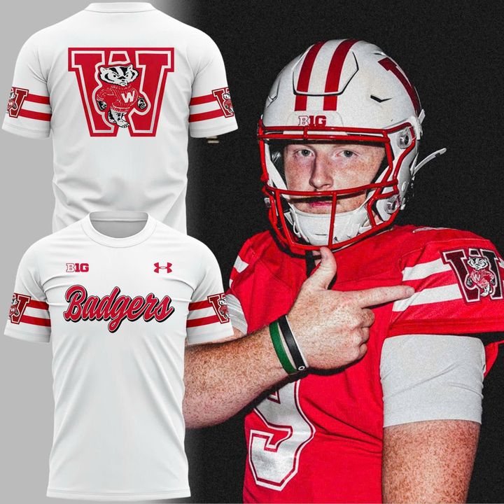 White Wisconsin Badgers Retro Uniform T-Shirt - Limited Edition