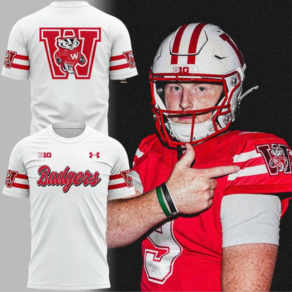 White Wisconsin Badgers Retro Uniform T-Shirt - Limited Edition