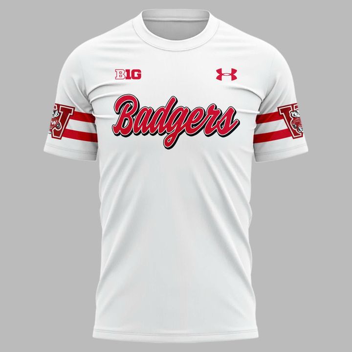 White Wisconsin Badgers Retro Uniform T-Shirt - Limited Edition