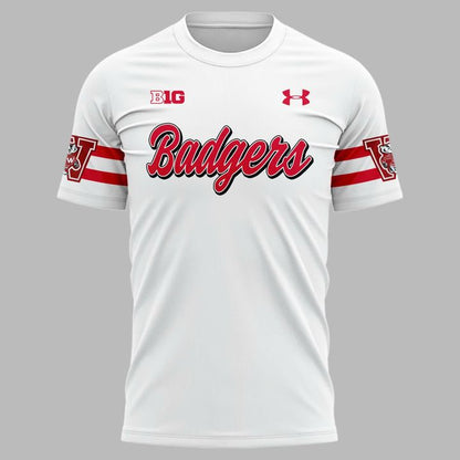 White Wisconsin Badgers Retro Uniform T-Shirt - Limited Edition