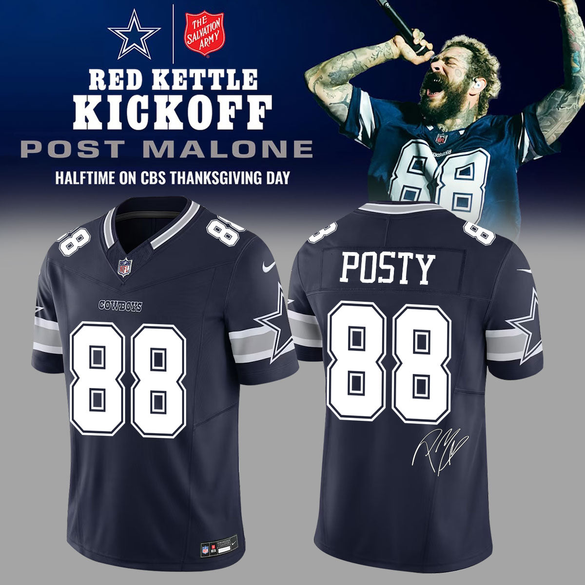 _.Dallas Cowboys x Post Malone Thanksgiving Jersey