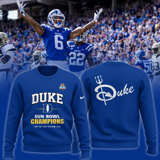 Duke 2025 TONY THE TIGER SUN BOWL Champions Sweatshirt Limited Edition