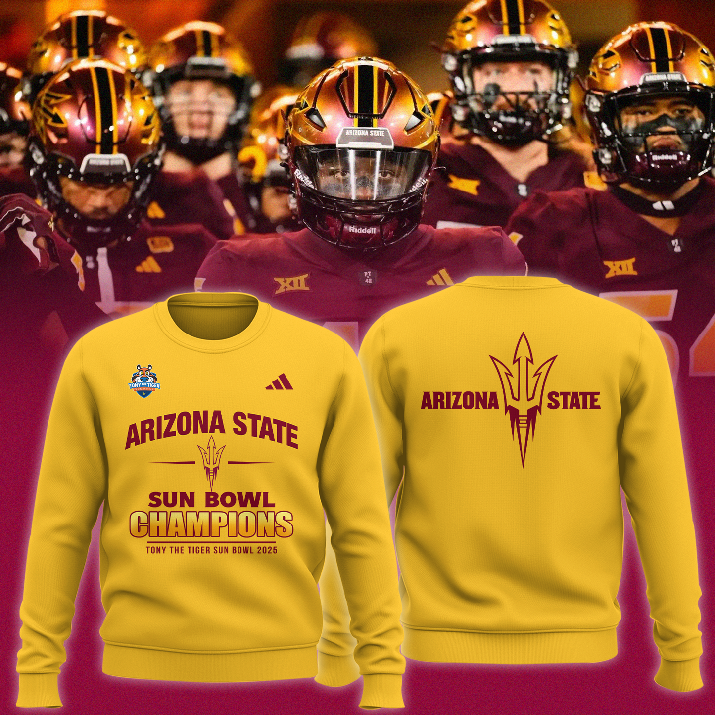 ARIZONA STATE 2025 TONY THE TIGER SUN BOWL Champions Sweatshirt Limited Edition