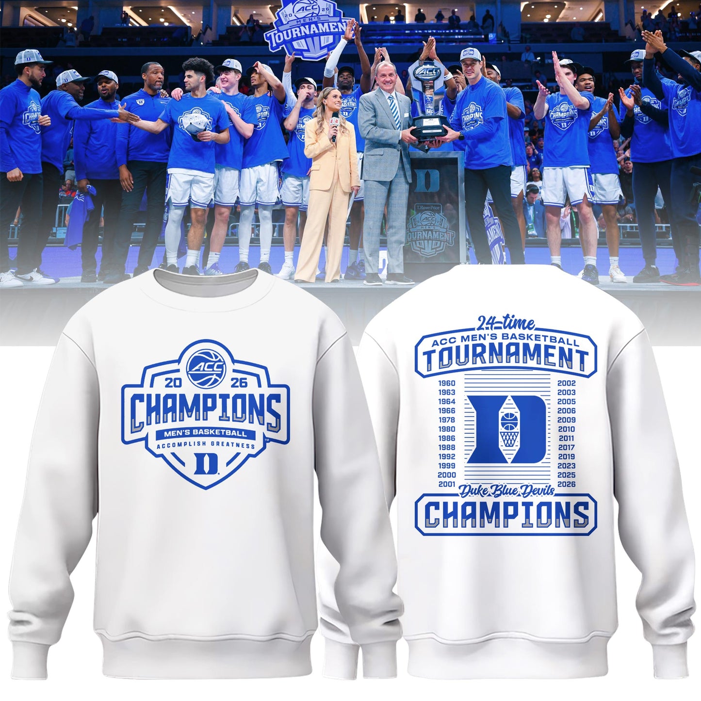 Duke 2026 ACC Men’s Basketball Tournament Champions Locker Room Sweatshirt