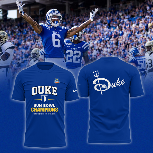 Duke 2025  TONY THE TIGER SUN BOWL Champions TShirt Limited Edition