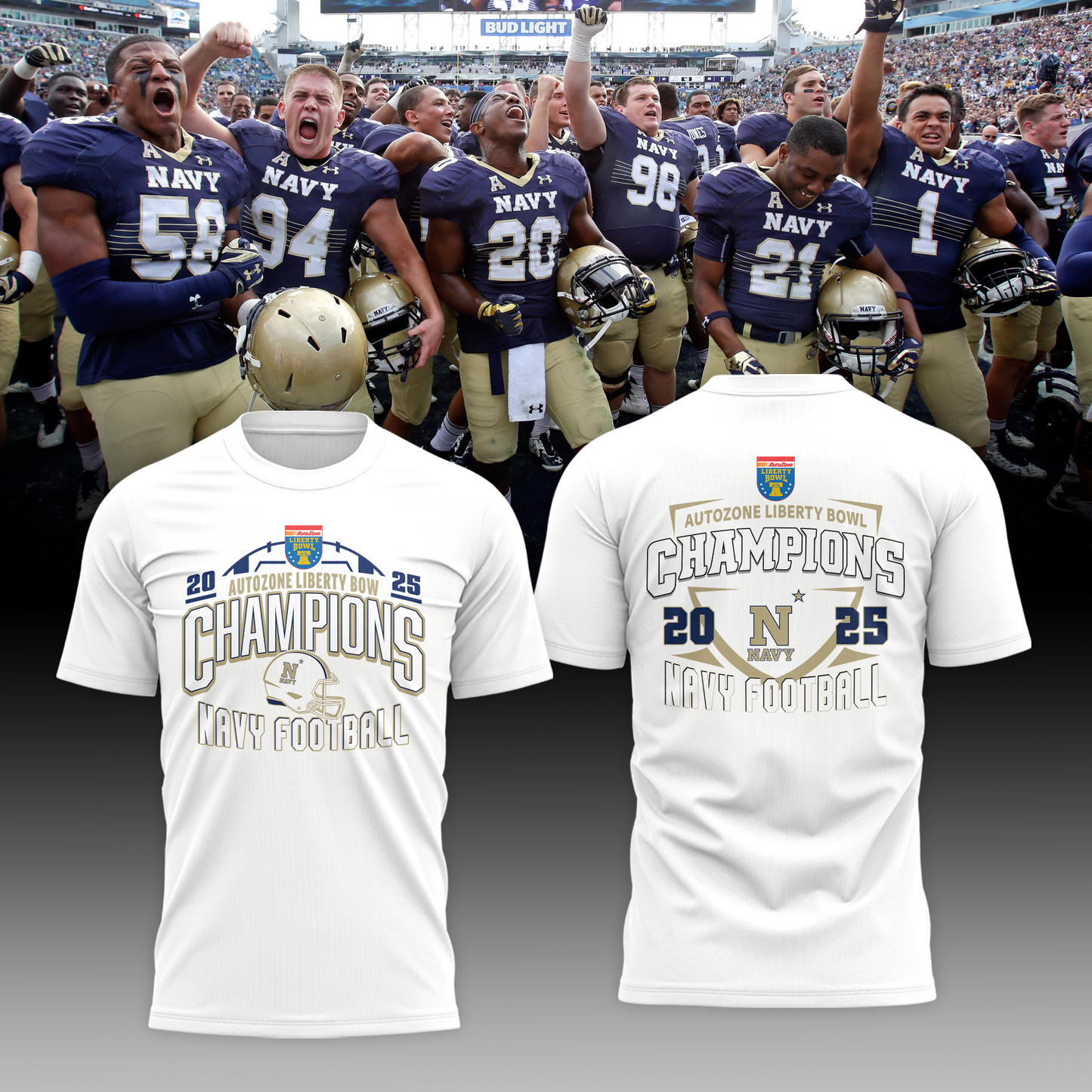 Navy Champions AUTOZONE LIBERTY BOWL Limited Edition Tshirt 2025