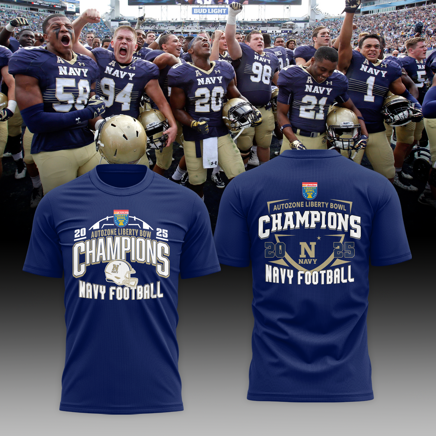 Navy Champions AUTOZONE LIBERTY BOWL Limited Edition Tshirt 2025