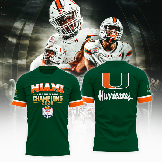 UM Hurricanes Football -VRBO FIESTA BOWL Champions Special Tshirt Limited Edition