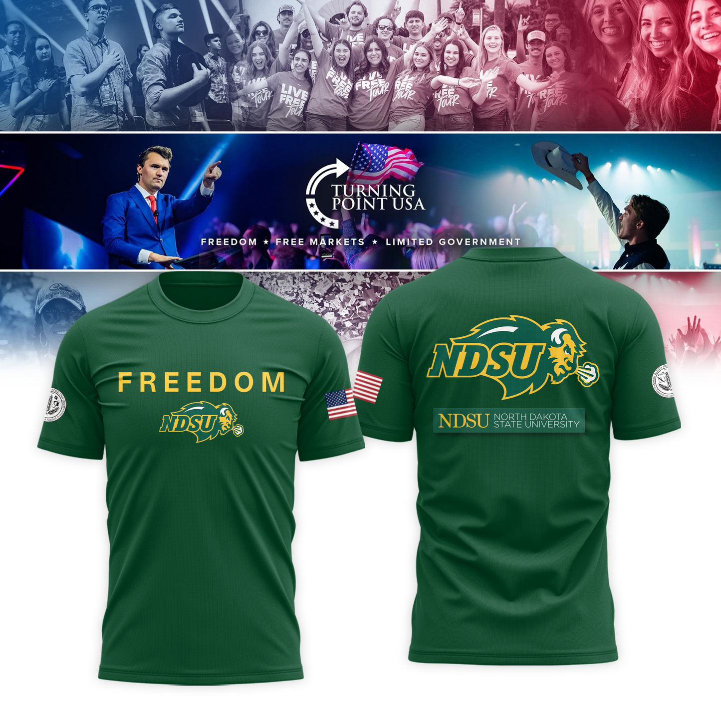North Dakota State University Freedom Tshirt