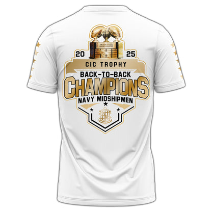 .Navy Midshipmen Special Back to Back CIC trophy Champions 2025 T.shirt #2