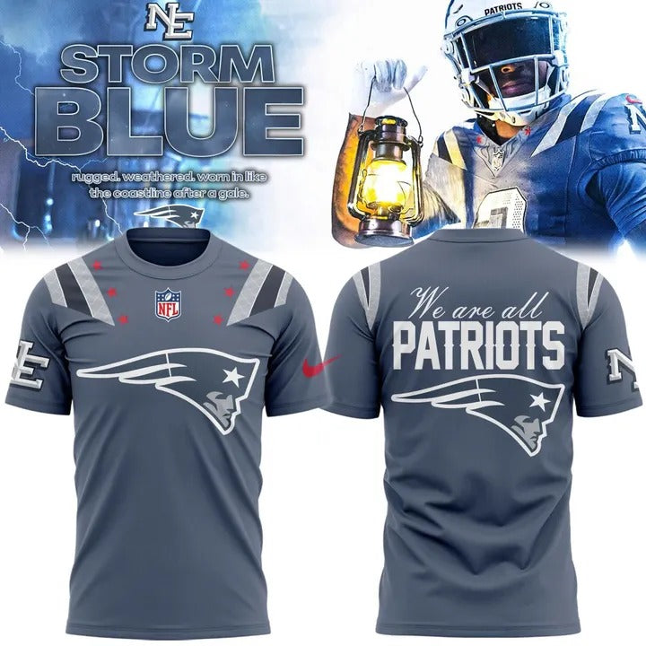New England Patriots 2025 Rivalries Nor’Easter Storm Blue T-shirt