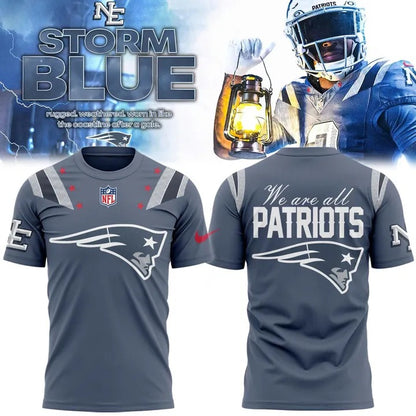 New England Patriots 2025 Rivalries Nor’Easter Storm Blue T-shirt