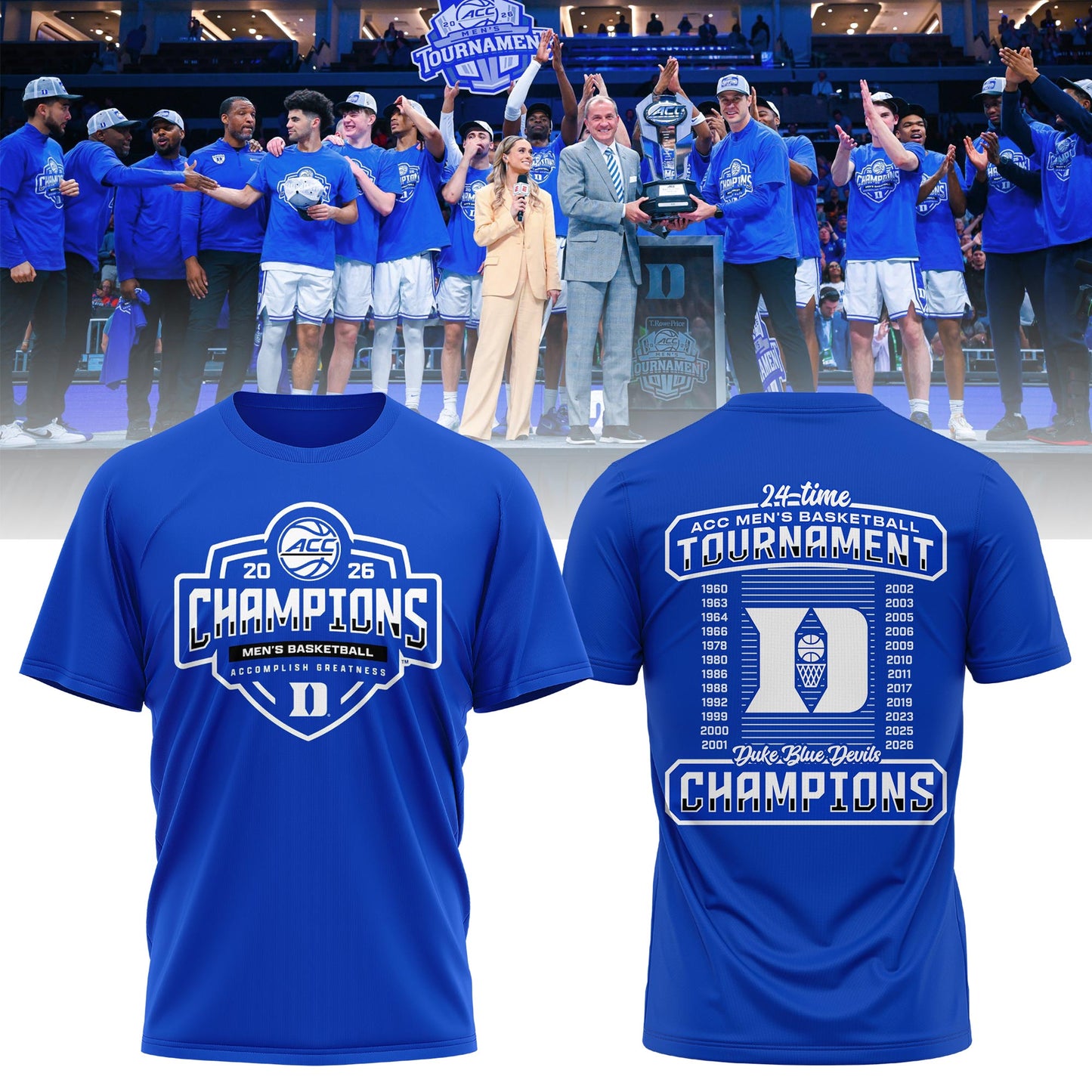 Duke 2026 ACC Men’s Basketball Tournament Champions Locker Room T-shirt