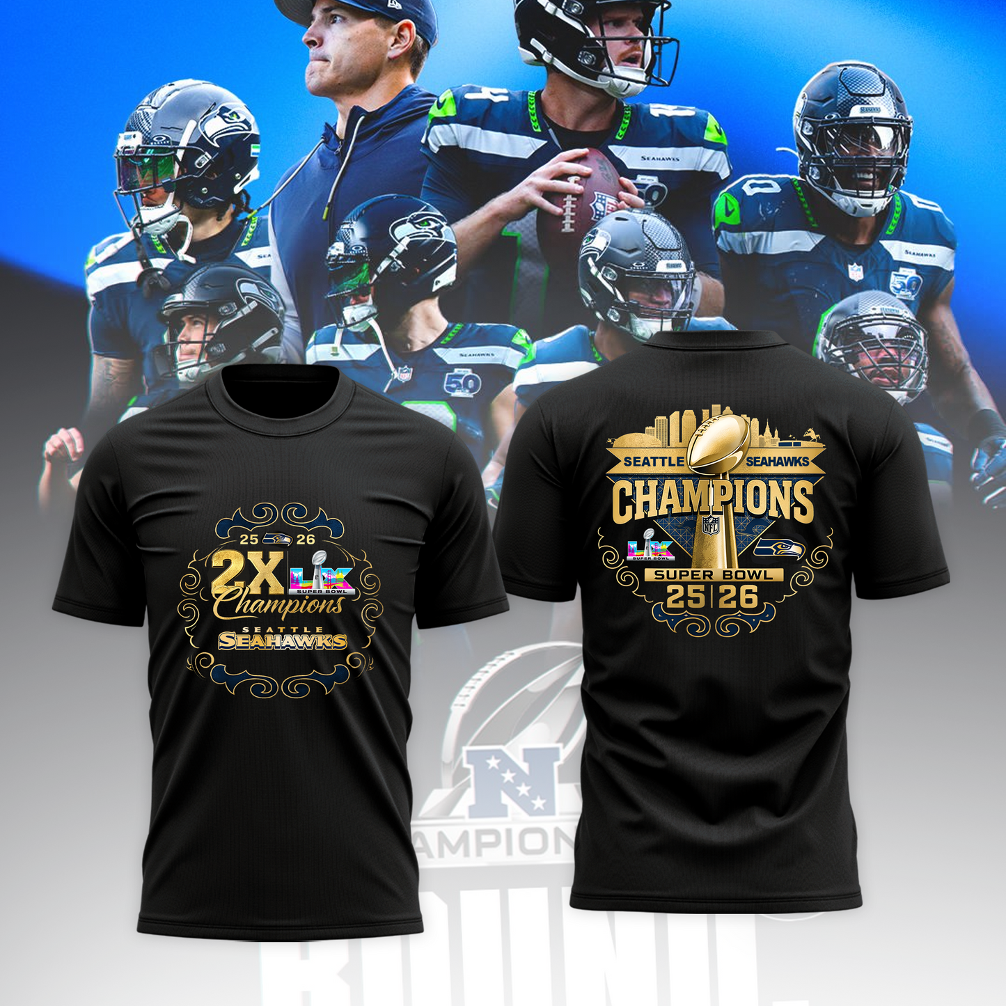 Emerald City Glory: Super Bowl LX Commemorative Shirt