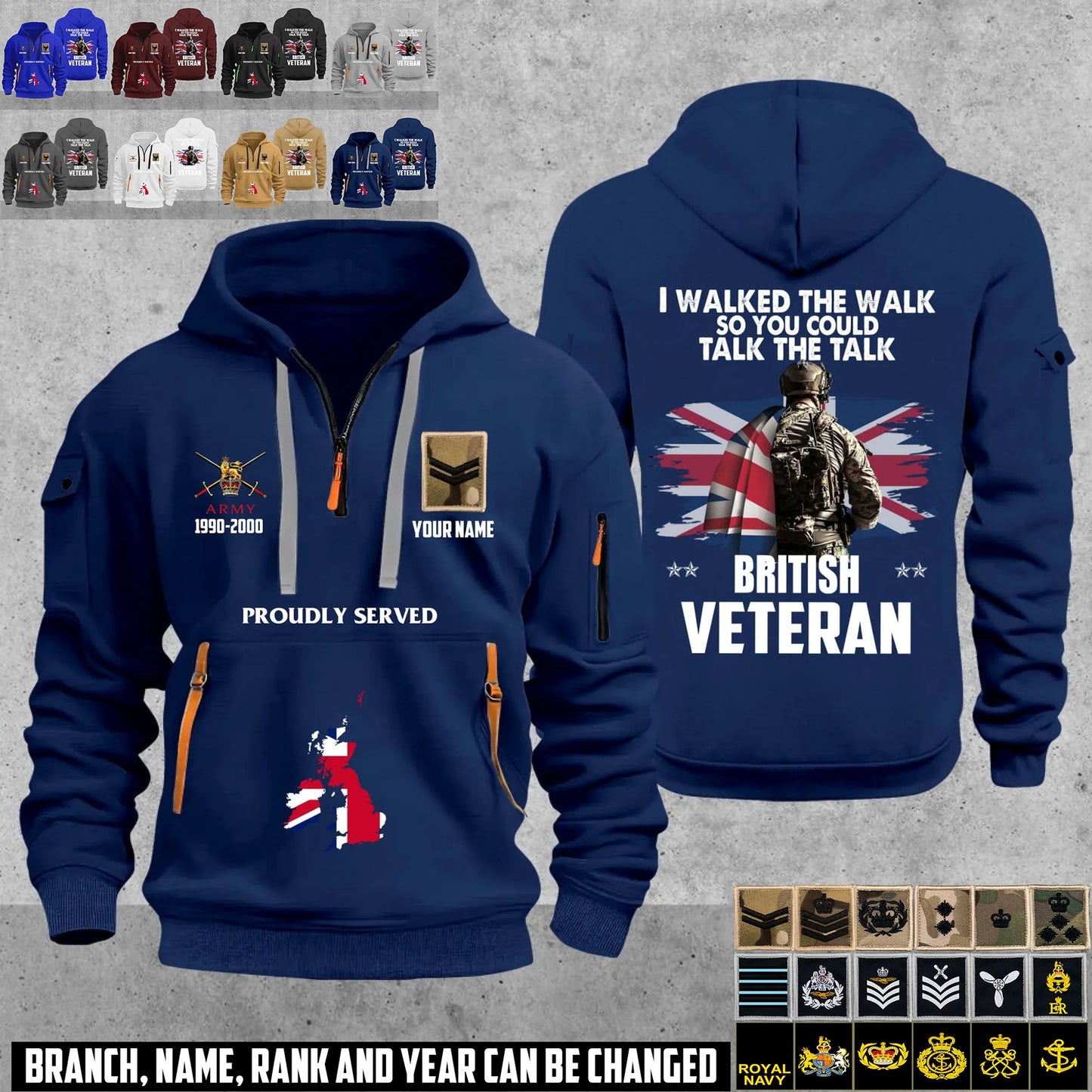 Personalized UK Soldier/ Veteran With Name, Year And Rank Zip Hoodie Multicolor - 17666208