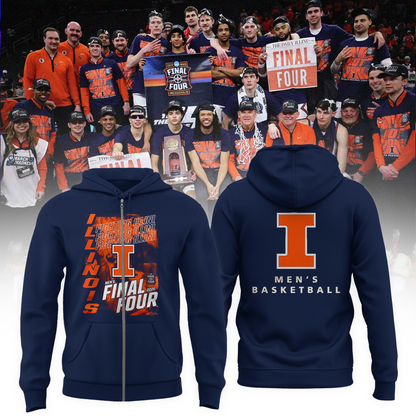 Navy Illinois Fighting Illini 2026 Men's Basketball Tournament March Madness Final Four Zip Hoodie