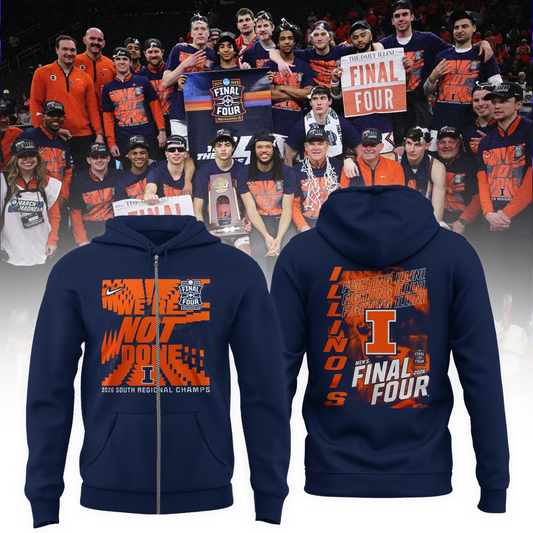 Navy Illinois Fighting Illini 2026 Men's Basketball Tournament March Madness Final Four Zip Hoodie