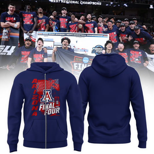 Arizona Wildcats 2026 Men's Basketball Tournament March Madness Final Four Zip Hoodie