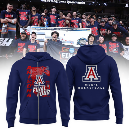Arizona Wildcats 2026 Men's Basketball Tournament March Madness Final Four Zip Hoodie
