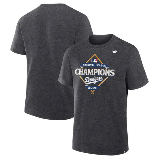 _      Los Angeles Dodgers Fanatics Heather Charcoal 2025 National League Champions Locker Room T-Shirt