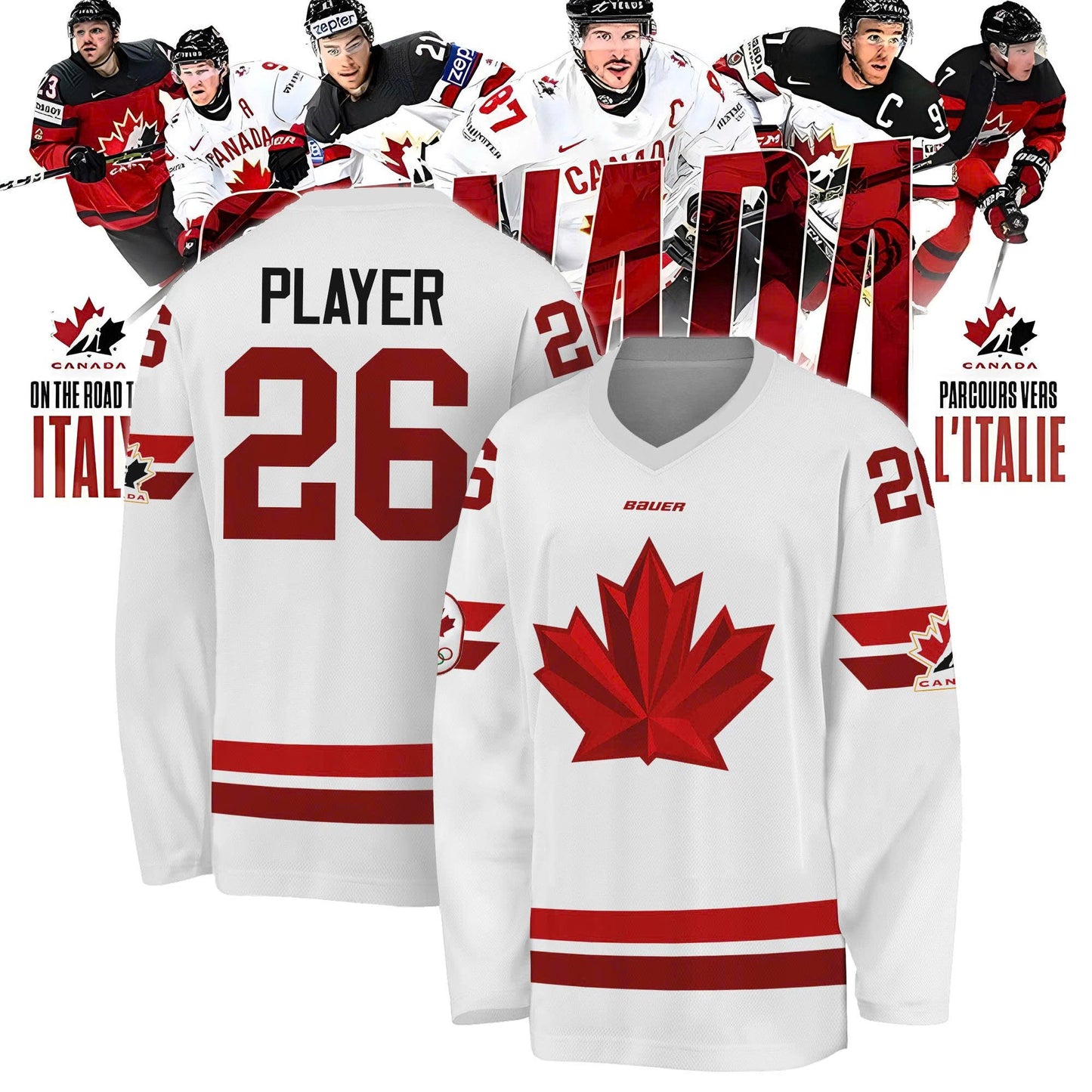 Canada National Olympic Hockey Jersey 2026 Customizable Name and Number White
