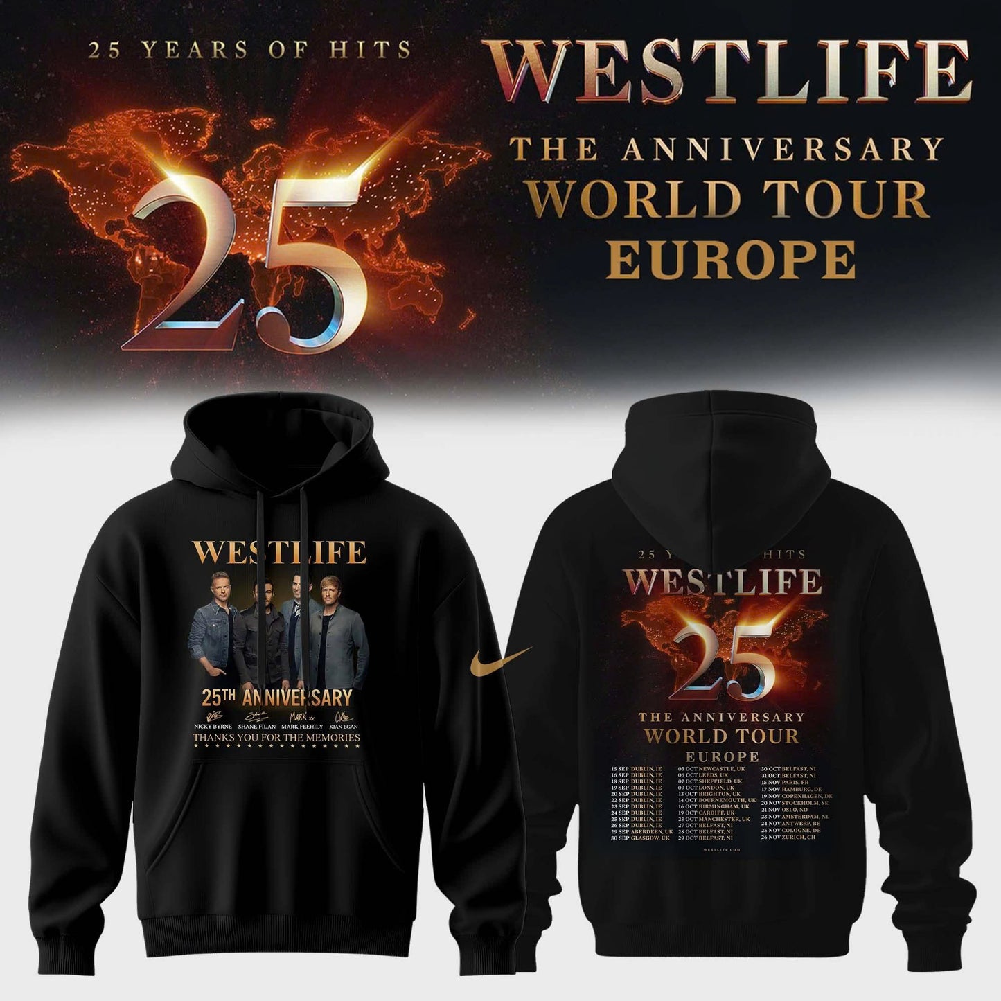 _ Westlife 25 – The Anniversary World Tour 2026 Edition Hoodie