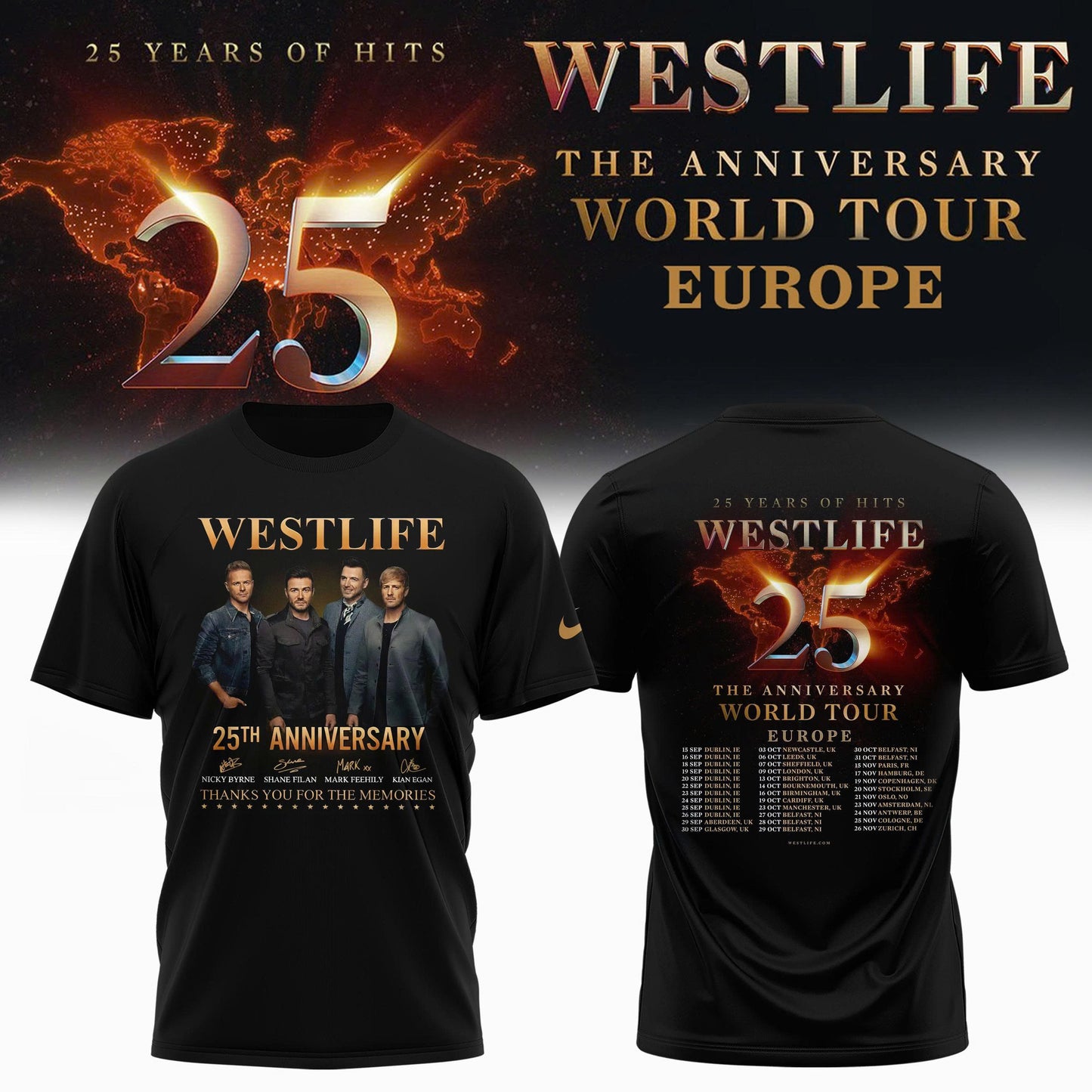 _ Westlife 25 – The Anniversary World Tour 2026 Edition Tee